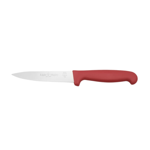 Red Utility Knife, MEAT, Straight point tip. 12cm Blade. - Image 2